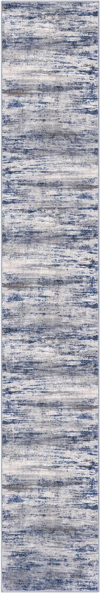 KOZYFLY Modern Abstract Kitchen Runner Rug, 2x12 Washable Rug Runner Non-Slip Soft Striped Hallway Runner Rugs, Grey Blue Print Carpet Runner for Entryway Bathroom Laundry Room Foyer