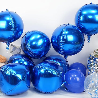 Royal Blue Round Foil Balloons 9 pcs,Blue Giant 4D Round Balloons 22 Inch for Wedding Graduation Birthday Party Decorations