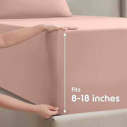 Nestl Twin Sheet Set - 1800 Ultra-Soft Microfiber Twin Bed Sheets - Double Brushed - Deep Pockets - Easy Fit - Extra Soft - 3 Piece Set - Bedding Sheets & Pillowcases (Twin, Peach Beige)