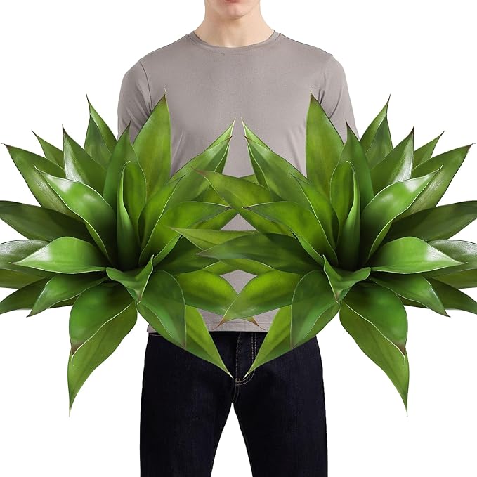 Veryhome Succulents Plants Artificial Agave Plant 28Inch Large Faux Succulent Unpotted Aloe Premium Crafting DIY Greenery Decor for Indoor Outdoor(Green)