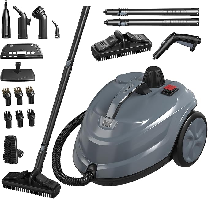 Steam Cleaner, Powerful Heavy Duty Canister Steamer with 34 Accessories, Steam Mop with 16.4 Ft Extra-Long Power Cord for Home Floor Cleaning, Grout, Upholstery, Car Detailing