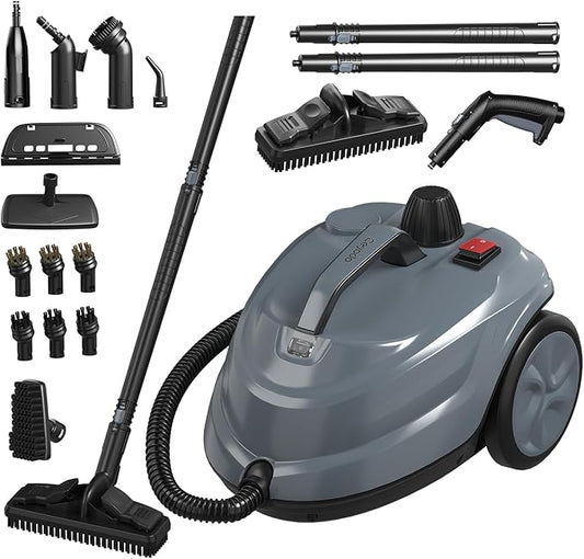 Steam Cleaner, Powerful Heavy Duty Canister Steamer with 34 Accessories, Steam Mop with 16.4 Ft Extra-Long Power Cord for Home Floor Cleaning, Grout, Upholstery, Car Detailing