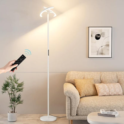 Floor Lamps for Living Room, 40W/2400LM LED Floor Lamp with Touch & Remote Control, 70" Tall Standing Lamp Stepless Dimmable, Modern Torchiere Corner Lamp for Bedroom, Office - White