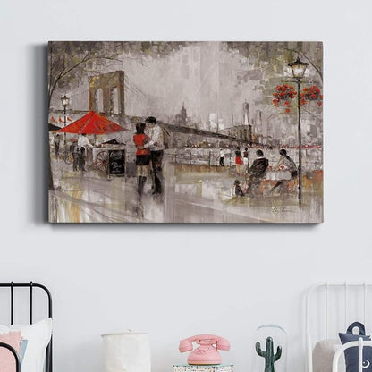 Wexford Home Home Decor Landscape Canvas Wall Art Abstract Floral Painting Modern Pictures Artwork Decoration for Living Room Kitchen Bathroom Office, Ready to Hang, NOW YORK ROMANCE, 32x48