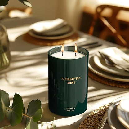 Goodpick Candle Eucalyptus Mint, Soy Candles for Home Scented, Stress Relief, 22oz Long Lasting 120 Hours