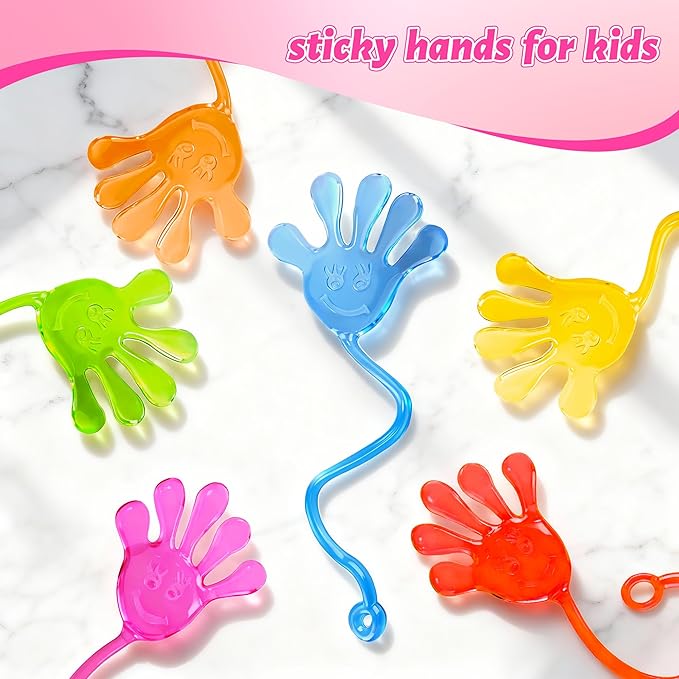 AYGXU valentines gifts for kids classroom-30pcs sticky hands for kids with cards bulk,party favors,slappy hands sticky,valentine exchange gift,goodie bags stuffers