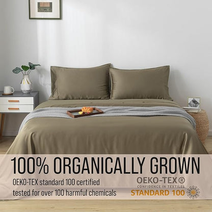 Bella Coterie Luxury Bamboo Viscose King Size Sheet Set | 100% Organically Grown | Ultra Soft | Cooling for Hot Sleepers | 18" Deep Pocket [Olive]