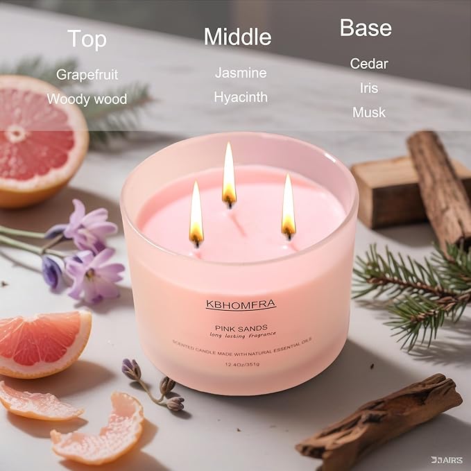 Soy Wax Scented Candle Grapefruit Cedar Aromatic & Fragrant 12.4oz Large Capacity, Luxury Gift Candle,up to 70 Hours of Burn Time for Home & Bathroom Decor Relaxation Ambience