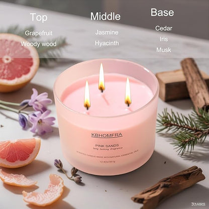 Soy Wax Scented Candle Grapefruit Cedar Aromatic & Fragrant 12.4oz Large Capacity, Luxury Gift Candle,up to 70 Hours of Burn Time for Home & Bathroom Decor Relaxation Ambience