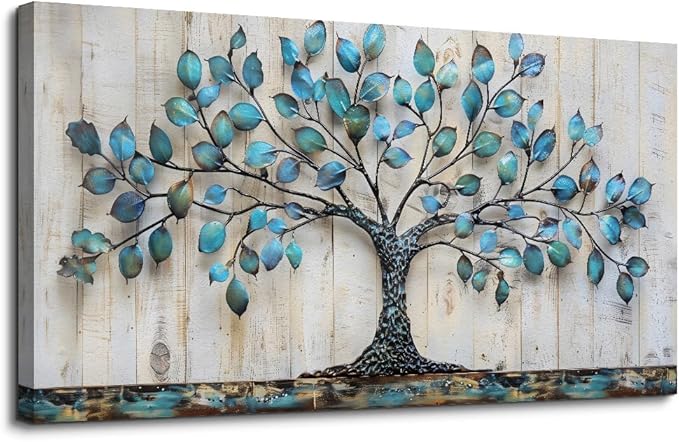 QIYILEXWART Large Wall Decor For Living Room Canvas Wall Art For Office Modern Wall Decorations For Bedroom Green Tree Landscape Painting Abstract Pictures Artwork Room Home Decor 24x48 In