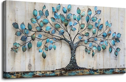 QIYILEXWART Large Wall Decor For Living Room Canvas Wall Art For Office Modern Wall Decorations For Bedroom Green Tree Landscape Painting Abstract Pictures Artwork Room Home Decor 24x48 In