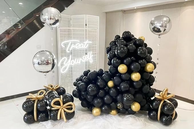 Black Balloon 100 pcs Black Latex Balloons Different Sizes 18 12 10 5 Inch Party Balloon Kit for Balloon Garland Balloon Arch as Birthday Party Decorations Valentine's Day Balloons