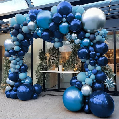 Navy Royal Blue Balloon Arch Kit Double Stuffed Metallic Blue Balloon Garland Varied Sizes for Birthdays Baby Showers Graduations Weddings Proms More Special Occasions