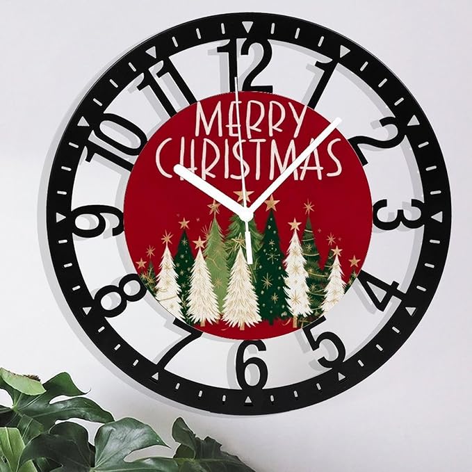 Wall Clock 10 Inch Silent Non-Ticking Modern Clocks Battery Operated - Analog Small Classic for Office, Home, Living Room,Bathroom, Kitchen, Bedroom, School,Snowman Clock
