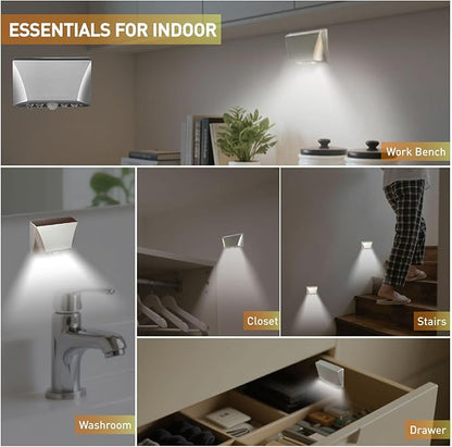 Silver 2 Pack Motion Sensor Keyhole Light - Automatic on/Off Infrared LED, Suitable for Front Doors, corridors, Stairs in The Dark | 3-Way Installation（Magnetic Suction、Adhesive and Screw）