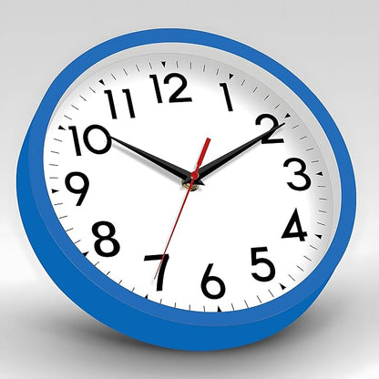 Wall Clock Small Analog 8 Inch Silent Non Ticking Battery Operated Modern Simple Decorative for Kitchen Office Bedroom Bathroom Living Room(Blue)