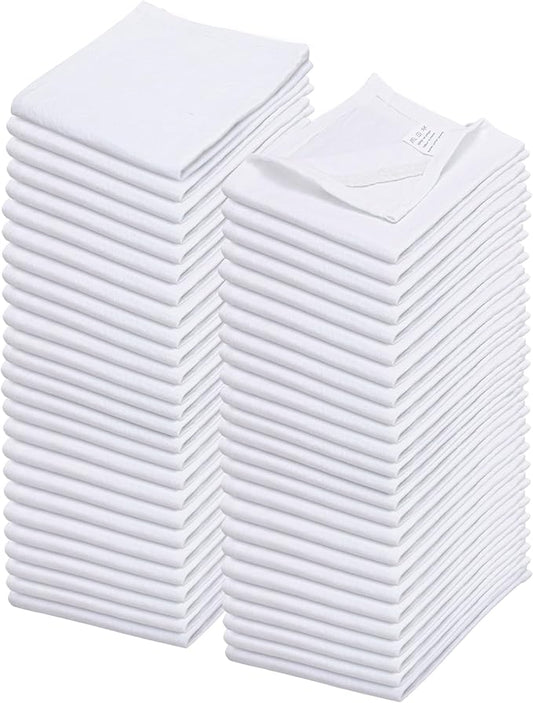 WHITEWRAP Shop Towels| Multipurpose Commercial and Residential Shop Cleaning| Car Wash, Polish, Housewares, Coffee Machine, Restaurant, Bathrooms, Electronics, Auto Garage | 50 Pack 14"x12" White