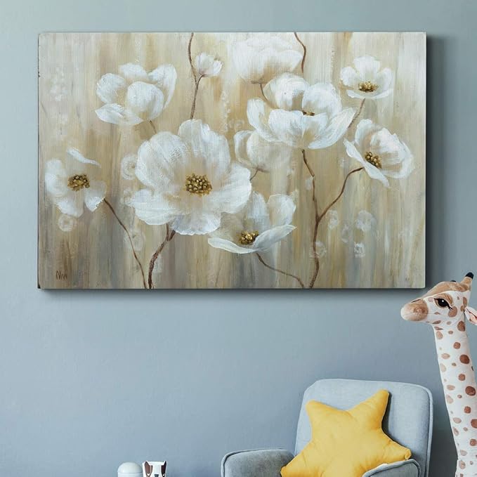 Wexford Home Home Decor Landscape Canvas Wall Art Abstract Floral Painting Modern Pictures Artwork Decoration for Living Room Kitchen Bathroom Office, Ready to Hang, Shimmering Blossoms, 32x48