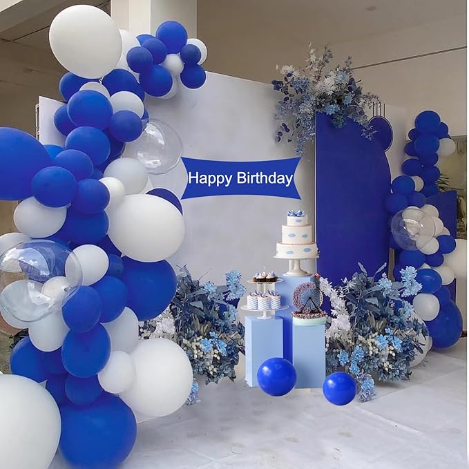154pcs Royal Blue Balloons Garland Arch Kit In Different Sizes 5/10/12/18 Inch Royal Blue Balloons for Birthday Party Decorations Wedding Graduation Baby Shower Gender Reveal