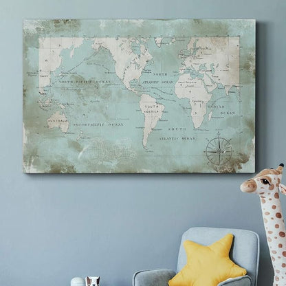 Wexford Home Home Decor Landscape Canvas Wall Art Abstract Floral Painting Modern Pictures Artwork Decoration for Living Room Kitchen Bathroom Office, Ready to Hang, Ocean Blue, 32x48