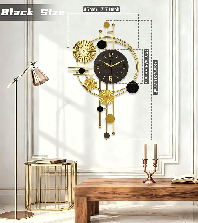 Large Wall Clock, Modern Clocks for Living Room, Geometric Design - Silent Wall Clock, Battery Operated, for Living Room,Bedroom,Kitchen,Study or Entryway Decor-30