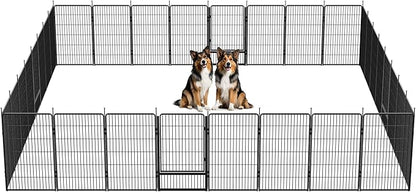 SunsGrove Dog Playpen with Wider Door, Heavy Duty Dog Pen, Anti Rust Dog Fence, Easy Insert into Soil, Pet Playpen for Yard RV Camping (45 inch, 32 Panels)