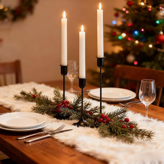 Candle Holder 3 PCS Candlestick Holders, Black Taper Candle Stick Holder, Modern Decorative Centerpiece, Halloween Decor, Gift for Home Fireplace Housewarming Candelabra Décor