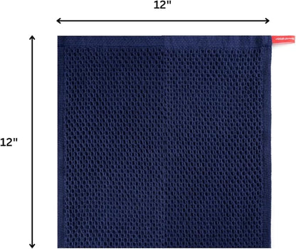 Premium 100% Cotton Waffle Weave Dish Cloths (12x12, 12 Pc) – Honeycomb, Ultra Soft, Scratch-Free & Superb Absorbent Best Dish Cloth, Dish Rags - Blue