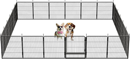 SunsGrove Dog Playpen for Indoor, Heavy Duty 32 Inch 24 Panels Dog Playpen for Small and Medium Dogs, Free and Safe Play Dog Fence, Black