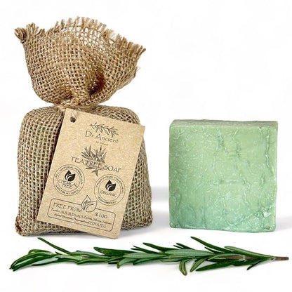 Dr.Ancient Tea Tree Soap Bar Organic Natural Vegan Traditional Handmade Antique - Antibacterial, Effective For Acne - Absolutely No Chemicals! Pure Natural Soap!
