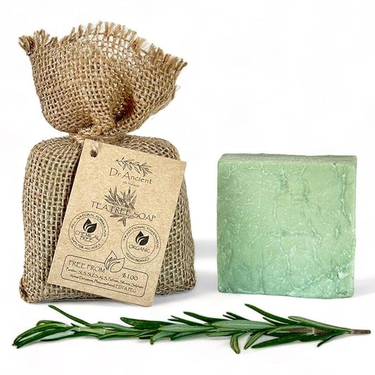 Dr.Ancient Tea Tree Soap Bar Organic Natural Vegan Traditional Handmade Antique - Antibacterial, Effective For Acne - Absolutely No Chemicals! Pure Natural Soap!