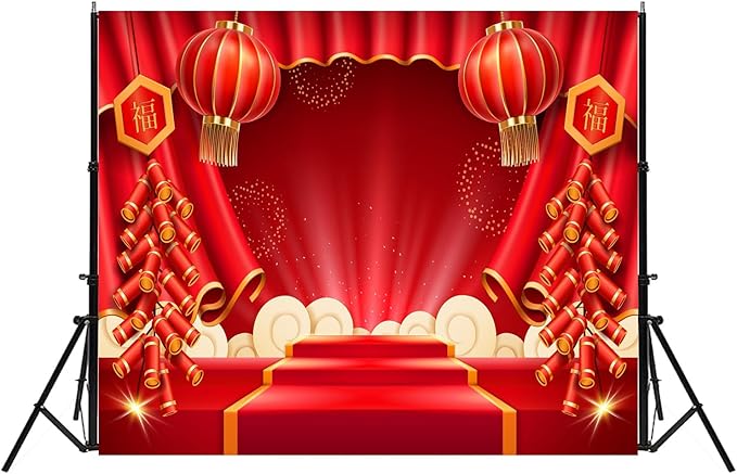 Lunar New Year Backdrop 10x7ft Happy Vietnamese Chinese New Year Backgrounds Festivals Party Decorations Banner Photo Booth Props
