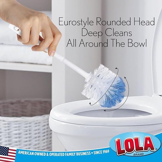 LOLA Classic Toilet Brush, 2 Pack, Durable Fiber Stiff Bristles, Compact Size, Non-Scratch, Long-Lasting