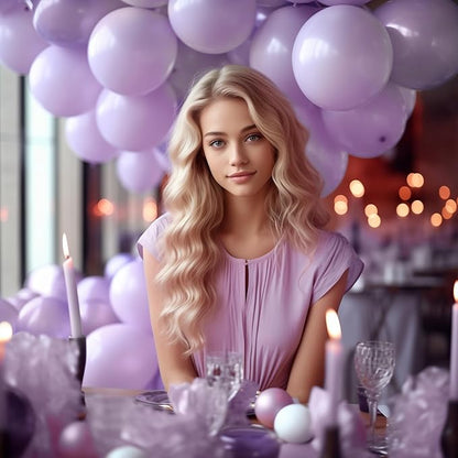 130PCS PastelPurple Balloons, Latex Balloons Different Sizes 18/12/10/5 In, Helium Balloon with Ribbon, Party Balloon Set for Birthday Wedding Graduation Anniversary Baby Shower Decoration