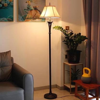 Farmhouse Floor Lamp Antique Metal Base Traditional Rustic Mid-Century Living Room Light 70 Inch Height Decor Office Bedroom