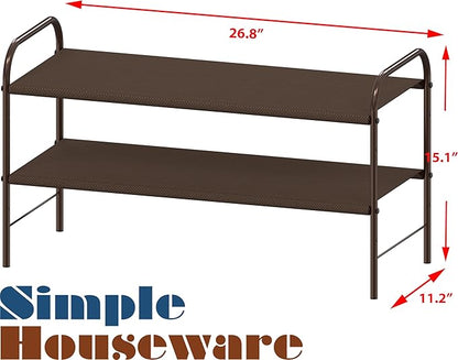 Simple Houseware 2-Tier Shoe Rack Storage Organizer, Bronze