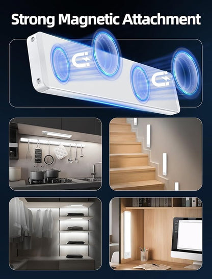 Under Cabinet Motion Sensor Lighting: 12 Inch Dimmable Rechargeable Lights Indoor - Battery Operated Lights - Undercabinet Closet Light Magnetic Led Light for Kitchen Home Bathroom Counter 5 Pack