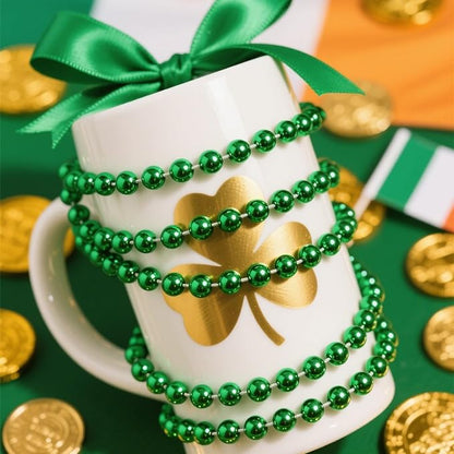 220 PCS Green Bead Necklace, 33 Inch Mardi Gras Christmas Beads, Bulk Metallic Party Beads for Mardi Gras Parade, St Patricks Day, Wedding, Birthday, Pirate Carnival Favors