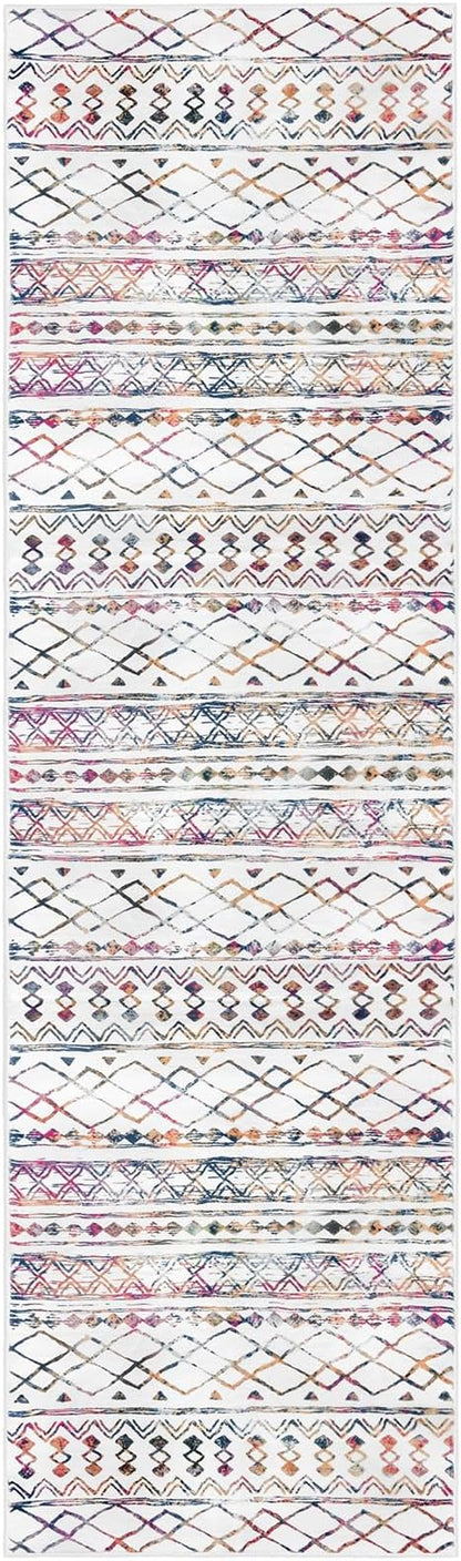 KUTA Moroccan Washable Hallway Runner Rug, 2x8 Non-Slip Vintage Multi-Color Boho Kitchen Rugs Ultra Soft Distressed Geometric Floor Carpet Runners for Bedroom Laundry Living Room