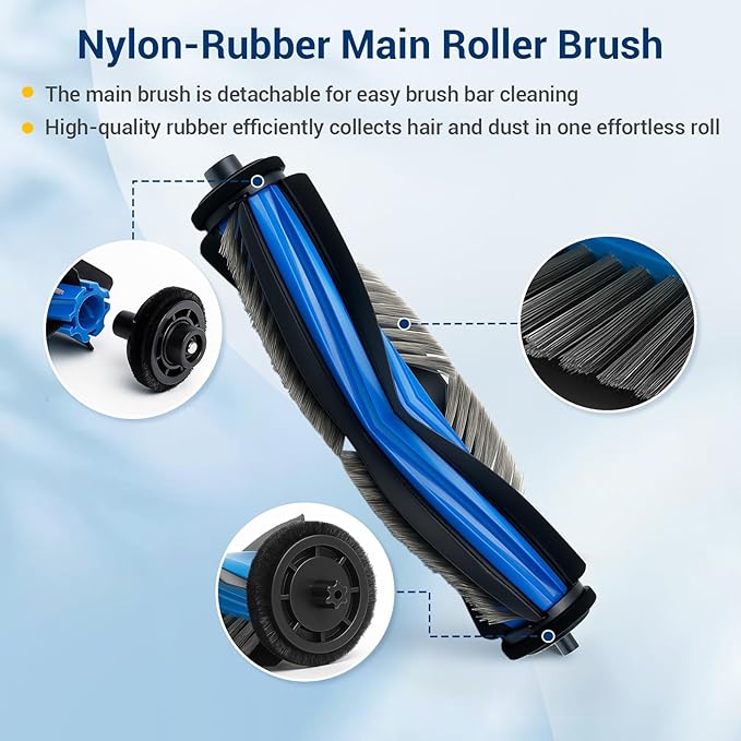 25 Pack Compatible with Ecovacs Deebot T50 Max Pro Omni,Only T50 Max Pro Omni Vacuum Cleaner Accessories Kit,2 Rubber Main Brush 6 Mop Pads 6 Side Brush 4 Hepa Filters 6 Vacuum Bags