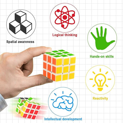 GOLDGE 40 Mini Cube Puzzles, 1.18in 3x3, Fun Party Favors for Kids - School Rewards & Classroom Prizes, Perfect for Birthdays, Easter, Christmas & Stocking Stuffers (40PCS-6 Colors (Black))