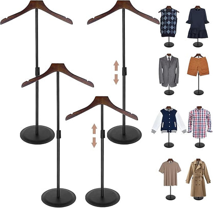 4 Pack Shirt Display Stand 35" Height Adjustable Shoulder Stand Shirt Rack, T Shirt Display Stand for Shops, Steaming Clothes Holder, Black