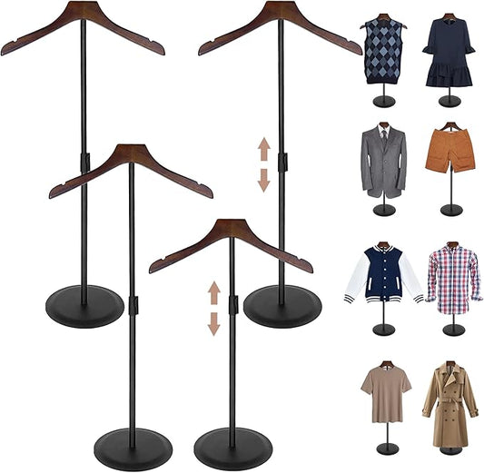 4 Pack Shirt Display Stand 35" Height Adjustable Shoulder Stand Shirt Rack, T Shirt Display Stand for Shops, Steaming Clothes Holder, Black