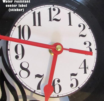 Vinyl Record Wall Clock, Black Decorative Alien Design, Handcrafted Home Decor with Vintage Style Clock Face