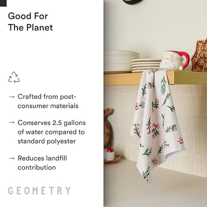 GEOMETRY Christmas Kitchen Towels - Quick Dry Microfiber Cloth Dish Towels for Kitchen Drying - Premium Quick Dry Towel 2-Pack Set - Deck The Holls
