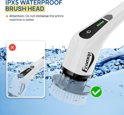 2025 Upgraded Electric Spin Scrubber – Shower Scrubber with Long Handle, Cordless Electric Cleaning Brush, 400 RPM Dual-Speed, IPX5 Waterproof, 90-Min Runtime, 8 Brush Heads for Powerful Cleaning