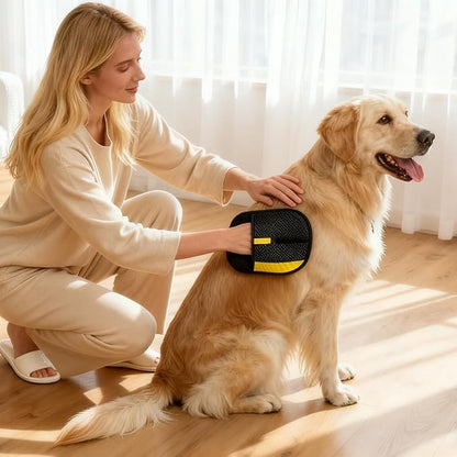 Pet Hair Removal Glove - Electrostatic Reusable Magic Brush Glove for Dog & Cat Hair Removal on Furniture, Car Seats, Clothes & Bedding (Black)