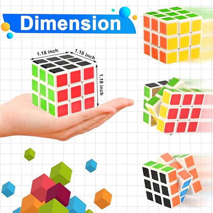 GOLDGE 40 Mini Cube Puzzles, 1.18in 3x3, Fun Party Favors for Kids - School Rewards & Classroom Prizes, Perfect for Birthdays, Easter, Christmas & Stocking Stuffers (40PCS-6 Colors (Black))