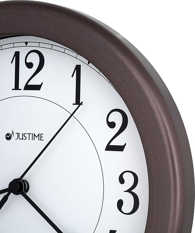 JUSTIME 8.5 inch Water Resistant Wall Clock for Bathroom Clock for Wall Decor Small Space Kitchen Clocks Office Boat RV Battery Operated Silent Non Ticking