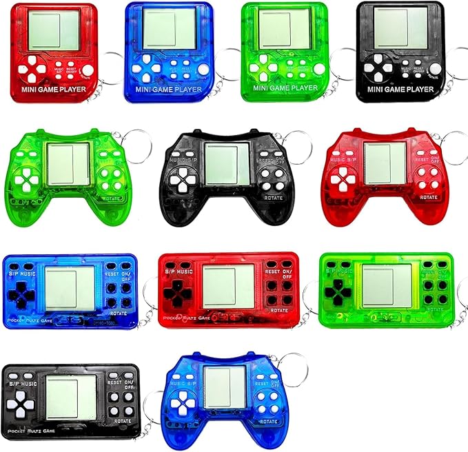 12Pcs Video Game Keychain, Gamer Party Favors Video Game Party Supplies for Kids, 3 Styles Mini Game Console for Kids Backpack, Birthday Party, Classroom Prizes